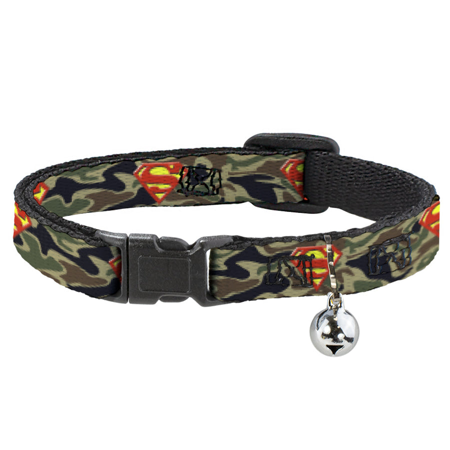 Cat Collar Breakaway - Superman Shield Camo Olive