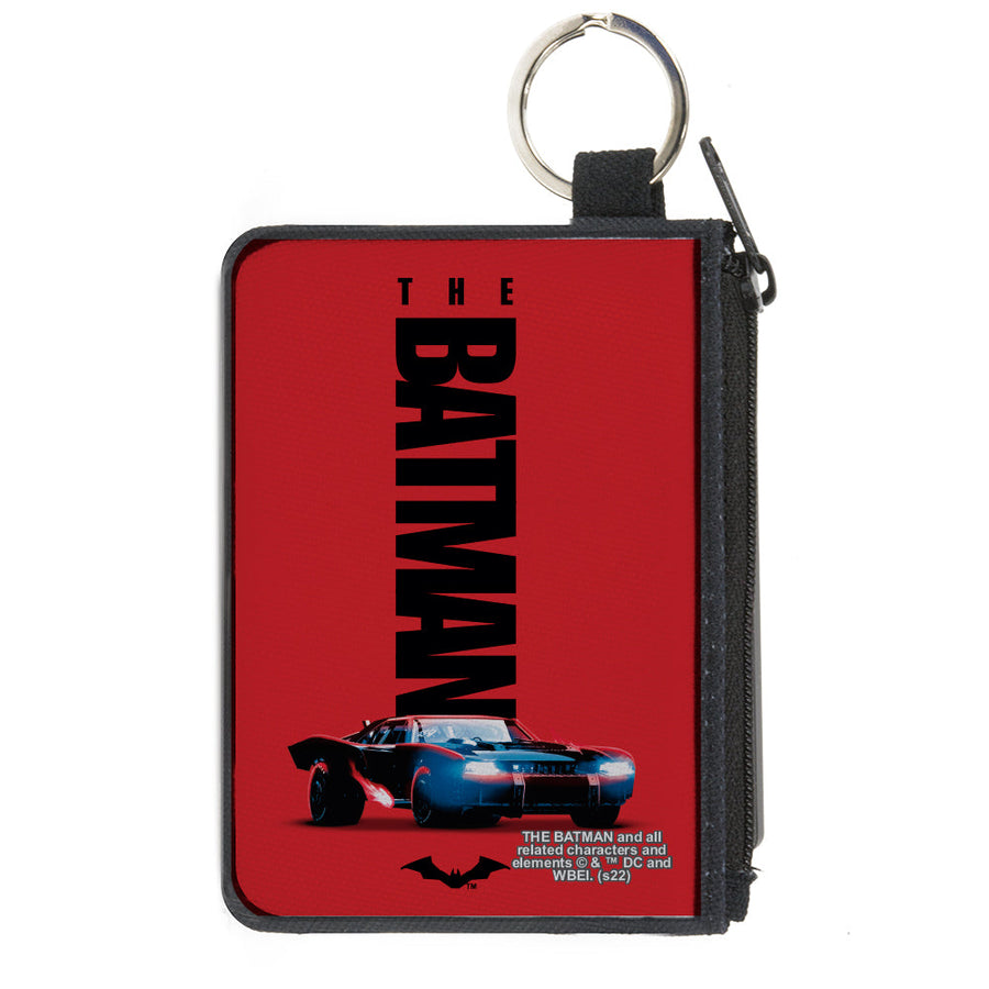 Canvas Zipper Wallet - MINI X-SMALL - THE BATMAN Movie Batmobile Title Red Black