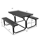HDPE Outdoor Picnic Table Bench Set with Metal Base