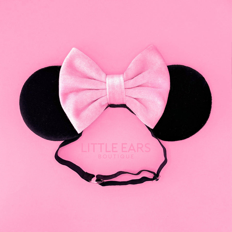 Pink and Black Velvet Elastic Ears