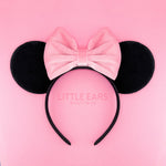 Pink Bow & Black Velvet Mickey Ears