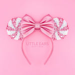 Pink Candycane Sparkle Mickey Ears