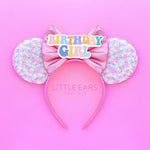 Pink Confetti Birthday Mickey Ears