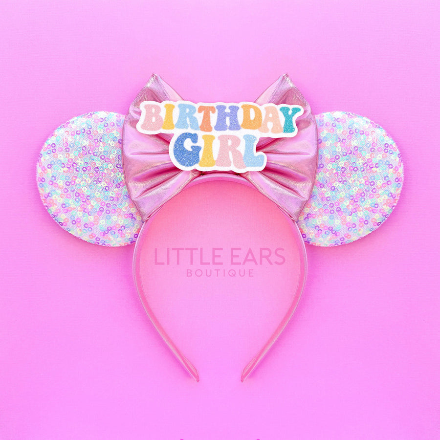 Pink Confetti Birthday Mickey Ears