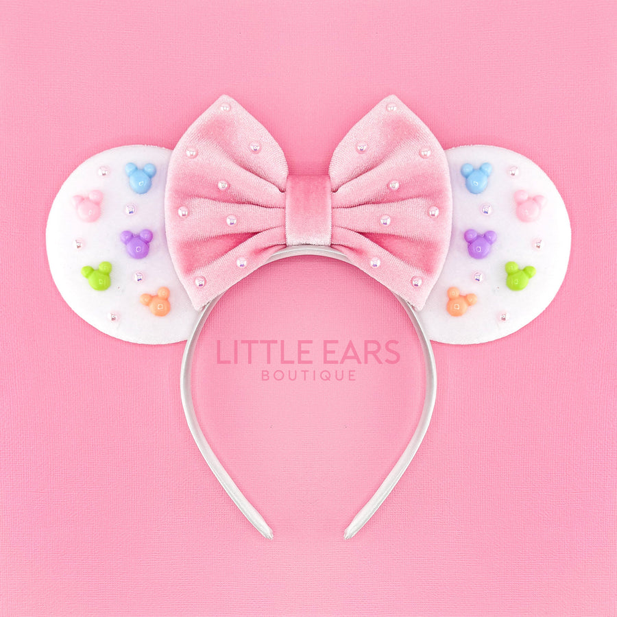Pink & White Velvet Mickey Ears
