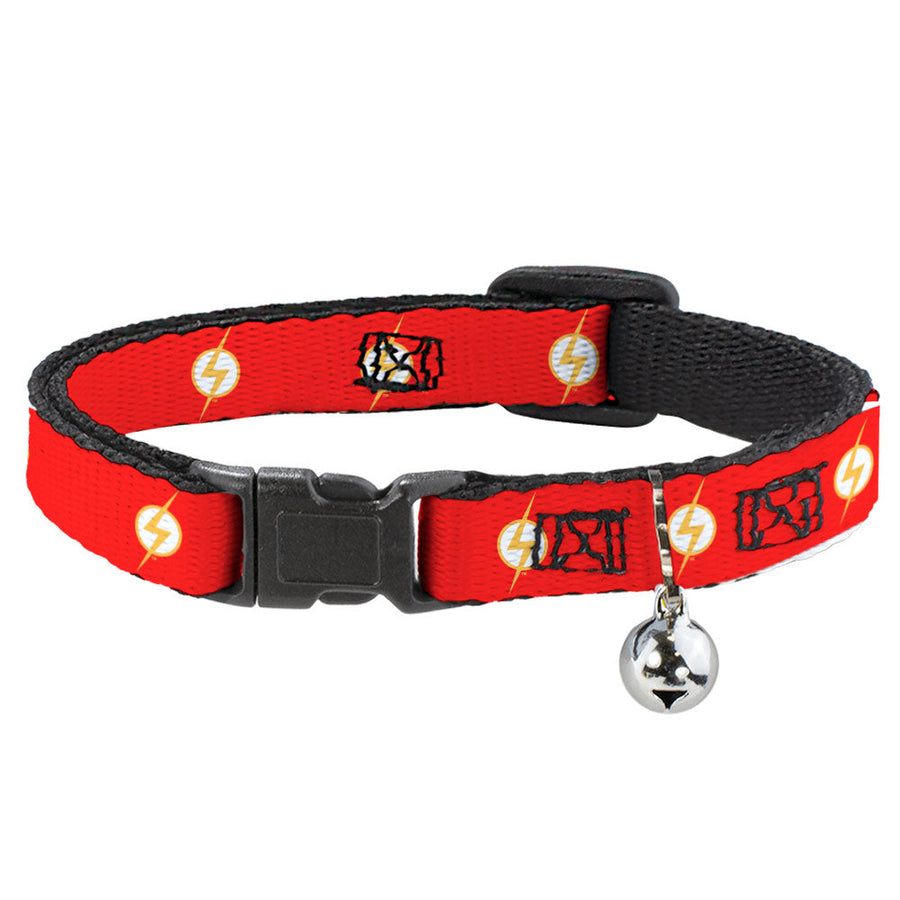 Cat Collar Breakaway with Bell - DC League of Super-Pets Flash Bolt Logo Red Yellow White