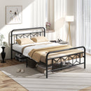 Platform Bed with High Headboard and Snap Lock Metal Slats
