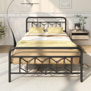 Platform Bed with High Headboard and Snap Lock Metal Slats