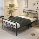 Platform Bed with High Headboard and Snap Lock Metal Slats