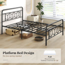 Platform Bed with High Headboard and Snap Lock Metal Slats