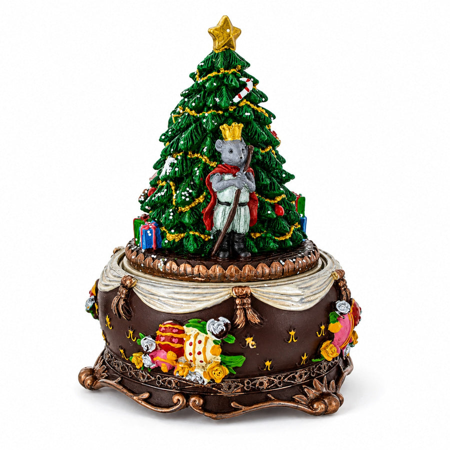 Animated Nutcracker Ballerina Christmas Figurine - Rotating Tree Music Box