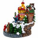Animated Winter Village Skating Christmas Figurine - Rotating Town Music Box