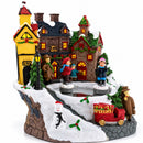 Animated Winter Village Skating Christmas Figurine - Rotating Town Music Box