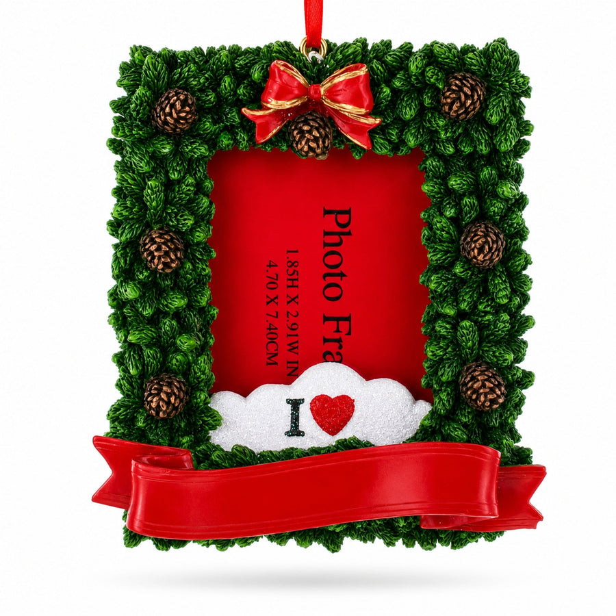 Pinecone Adorned Picture Frame Ornament: 4.5 x 3.5 Inches