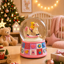 Teddy Bear Rocking Horse Musical Snow Globe - Nursery Decor 5.7 Inches