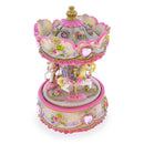 Floral Three Horses Carousel Spinning Musical Figurine