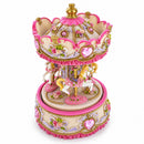Floral Three Horses Carousel Spinning Musical Figurine