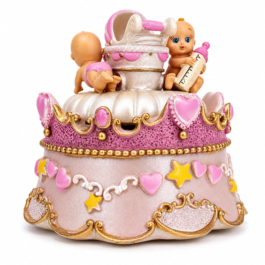 Animated Musical Cradle Babies Figurine - Rotating Nursery Song Music Box