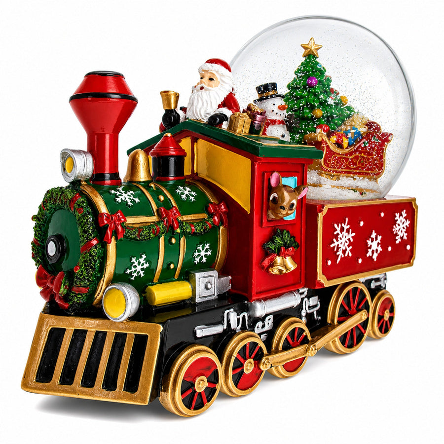 Santa Train Express Delivering Tree Musical Water Globe