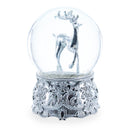 Silver Reindeer Serenade Musical Christmas Water Snow Globe