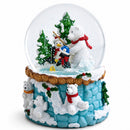 Bear and Penguins Fishing Musical Christmas Water Snow Globe