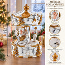 Santa's Reindeer Carousel: White Spinning Christmas Musical Box