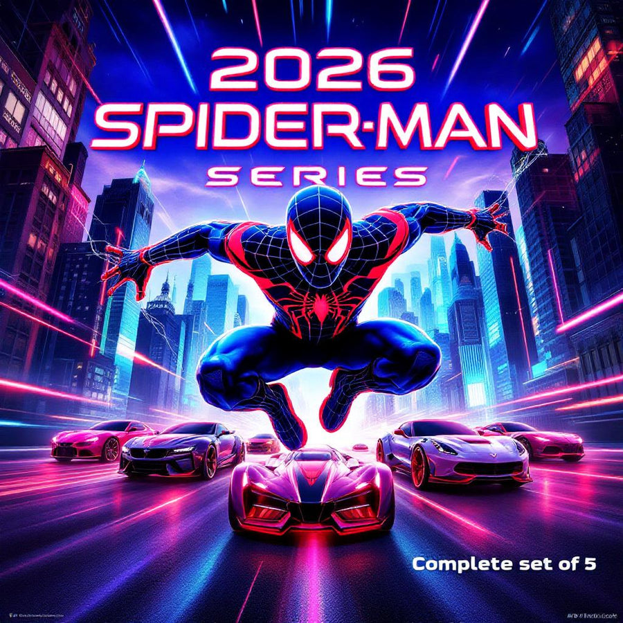 Hot Wheels Silver Series Spider-Man Complete Set of 5 (2026) - Limited Edition Collectible Diecast Cars