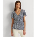 Lauren Ralph Lauren Womens Floral Jersey Surplice Top, Size XXL