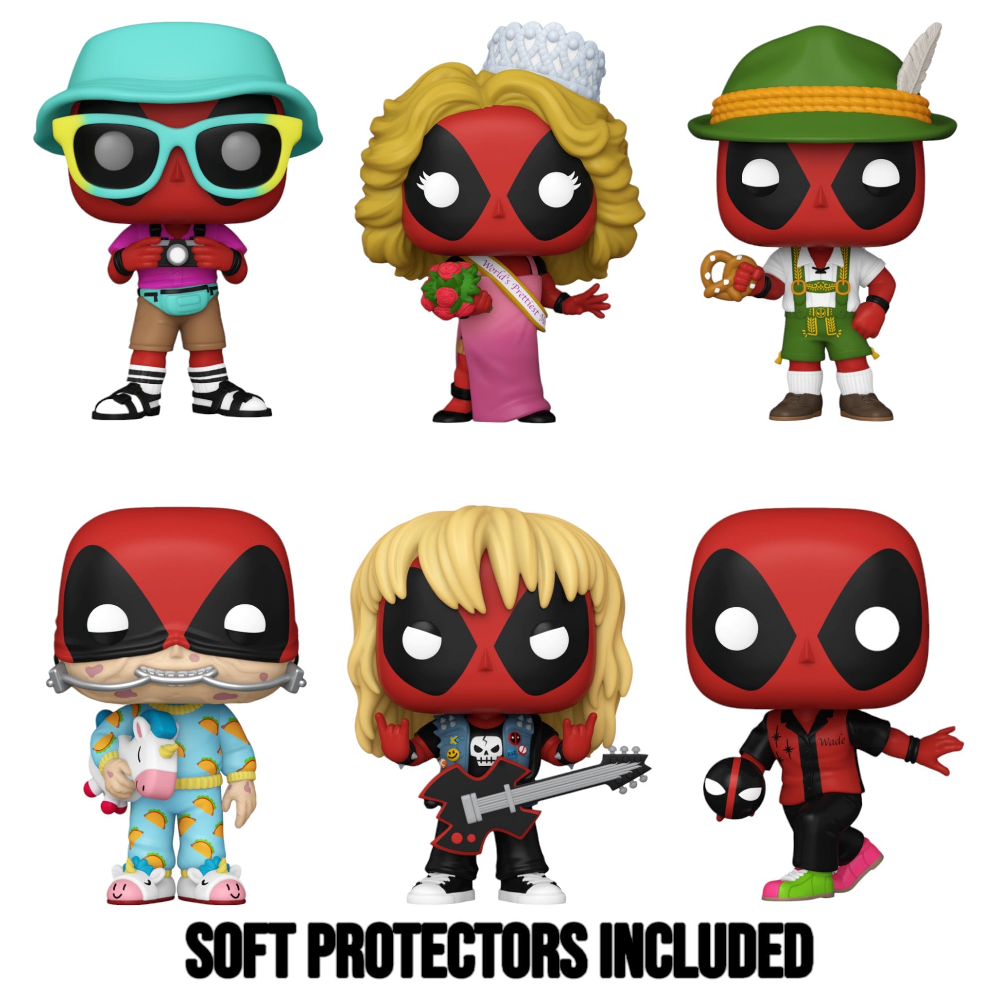 PREORDER (Estimated Arrival Q2 2024) POP Marvel: Deadpool- Bundle of 6 with  Soft Protectors