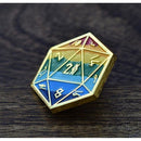 Pride and Gold Rainbow D20 Pin