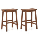 Set of 2 Saddle-Seat Counter Height Stools with Curved Seat and Footrests-Walnut