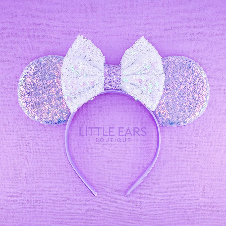 Purple & White Bow Iridescent Ears