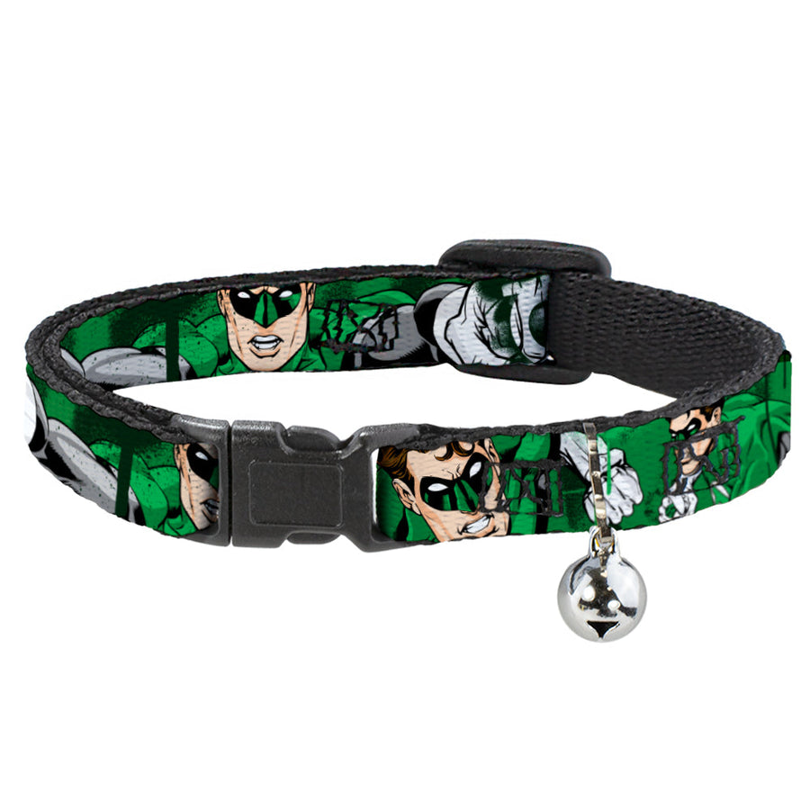 Cat Collar Breakaway - Green Lantern Green Glow w Text