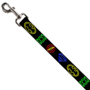 Dog Leash - Justice League Electric Logos Black/Multi Neon