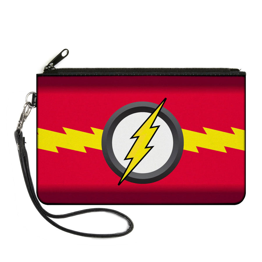 Canvas Zipper Wallet - LARGE - The Flash Icon Bolt Stripe Reds Yellow Gray White