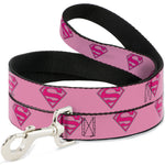 Dog Leash - Superman Shield Pink