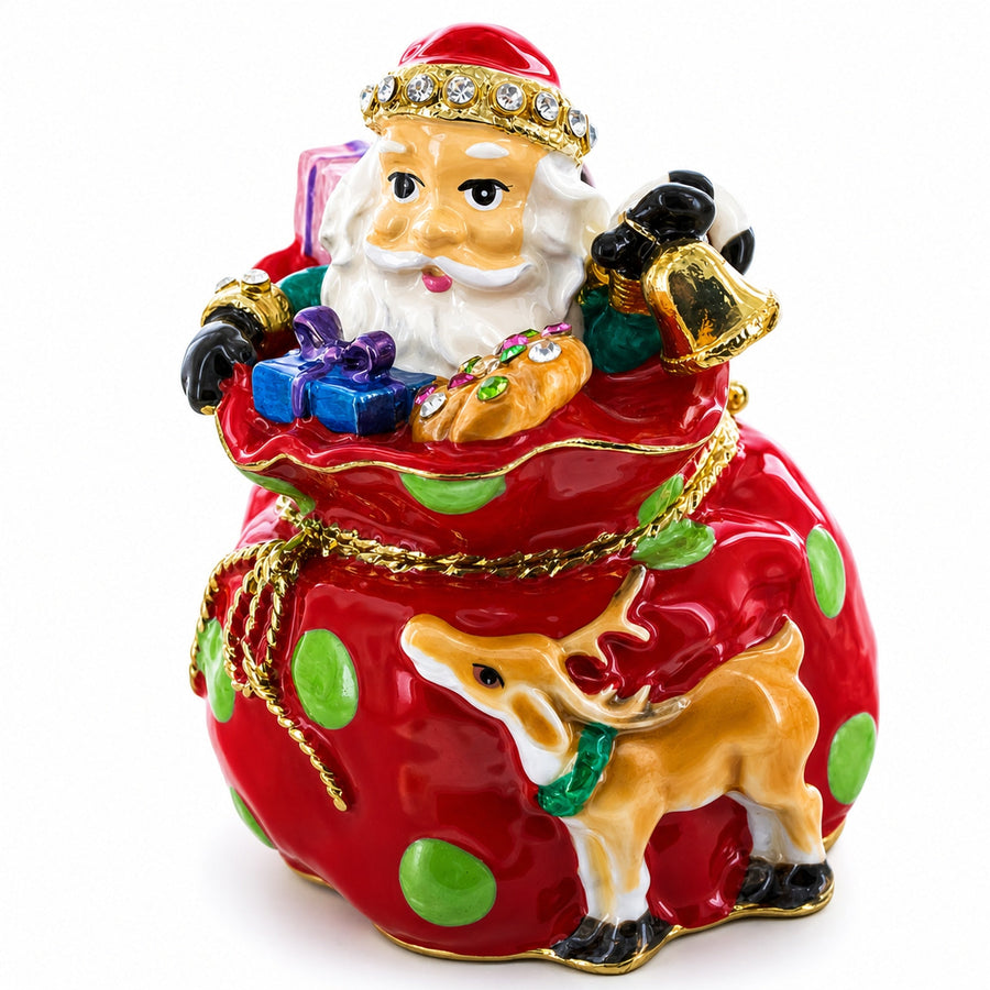 Santa in Gifts Bag Trinket Box Figurine
