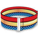 Cinch Waist Belt - Wonder Woman Stripe Stars Red Gold Blue White