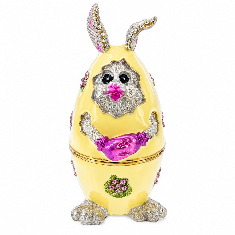 Bunny in the Easter Egg Metal Trinket Box Figurine