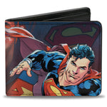 Bi-Fold Wallet - Superman Flying Pose Shield + Heat Vision Eyes Pose CLOSE-UP