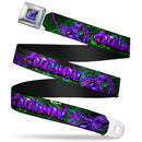 Catwoman Whip Pose Face CLOSE-UP Full Color Black Greens Purples Seatbelt Belt - CATWOMAN Whip Pose/Graffiti Black/Greens/Purples Webbing