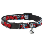 MARVEL COMICS Cat Collar Breakaway - Classic ANT-MAN 3-Poses Comic Stacked Grays Black Red