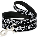 Dog Leash - Superman Shield Splatter Black/White