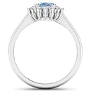 1.62 Carat Genuine Aquamarine and White Diamond 14K White Gold Ring