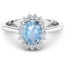 1.62 Carat Genuine Aquamarine and White Diamond 14K White Gold Ring