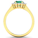 1.87 Carat Genuine Zambian Emerald and White Diamond 14K Yellow Gold Ring