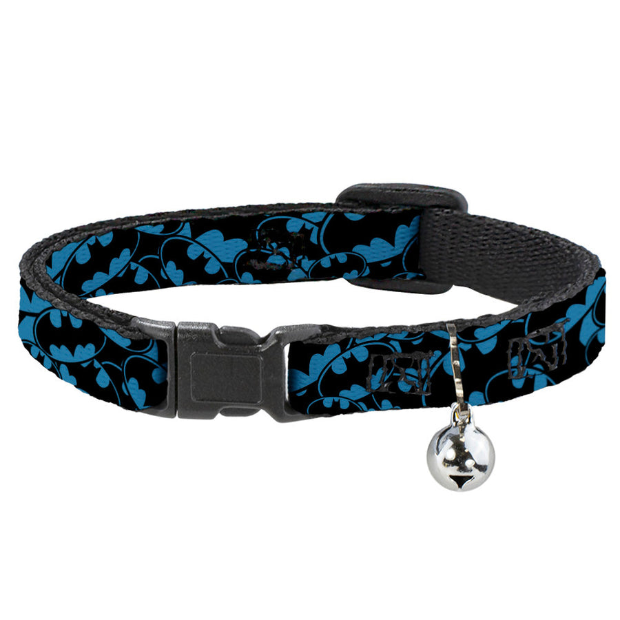 Cat Collar Breakaway - Bat Signals Stacked Blue Black