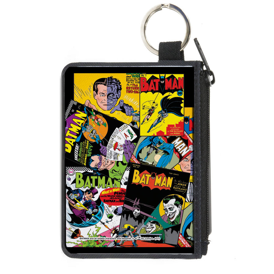 Canvas Zipper Wallet - MINI X-SMALL - Retro Batman 6-Comic Book Covers Stacked