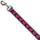 Dog Leash - Diagonal Superman Logo w/Hearts Black/Pink