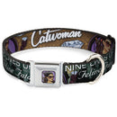 CATWOMAN Bombshell Face Full Color Purple Seatbelt Buckle Collar - CATWOMAN-NINE LIVES OF A FELINE FATALE Bombshell Pose/Diamonds